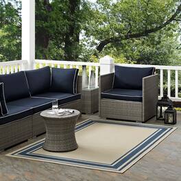 Modway - Rim Solid Border Indoor and Outdoor Area Rug - Blue and Beige