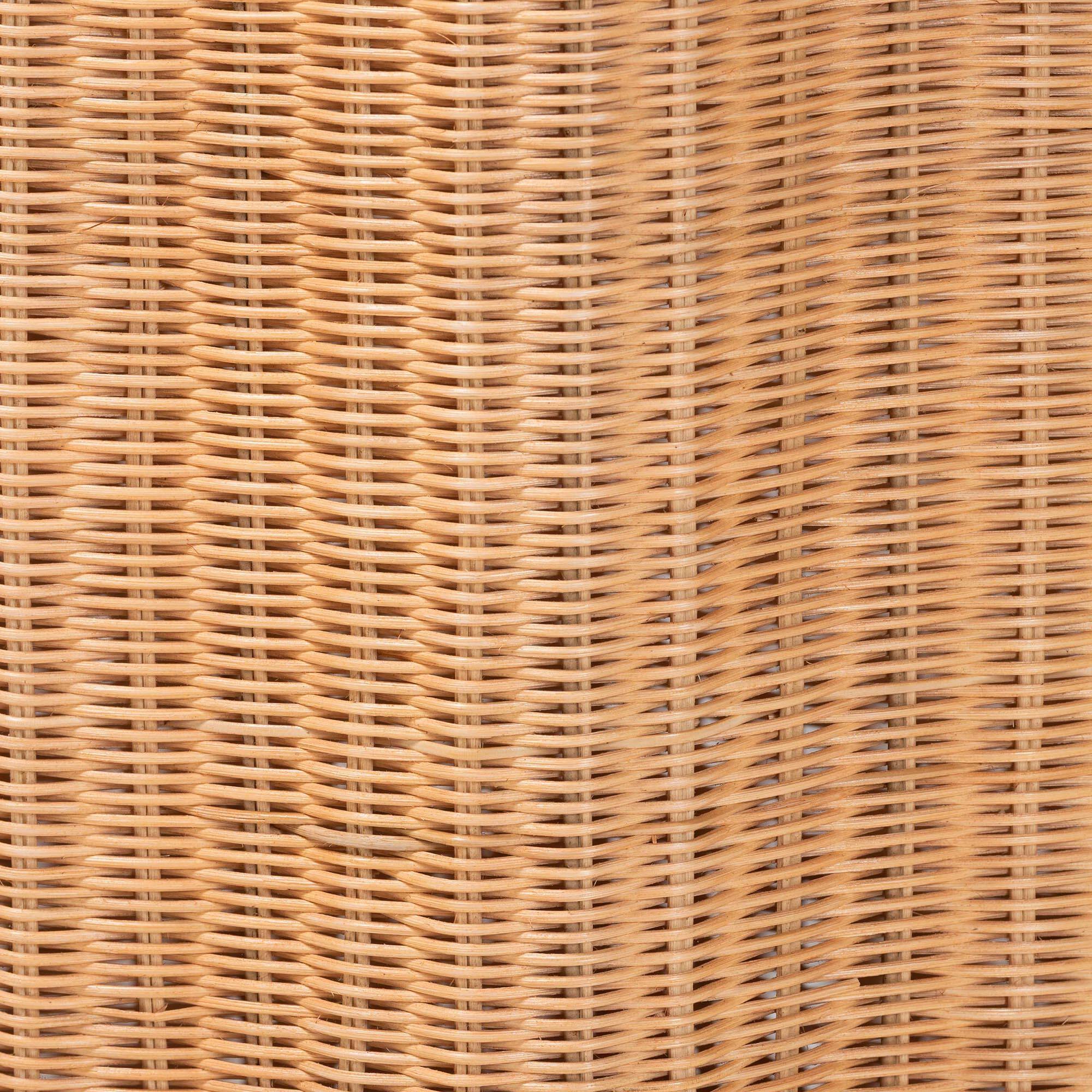 Back. bali & pari - Danilo Natural Rattan Laundry Hamper - Handwoven Wicker Storage Basket for Laundry Room - Light Honey.