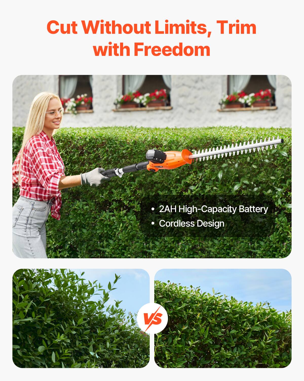 Cut Without Limits, Trim with Freedom

- 2AH High-Capacity Battery
- Cordless Design

VS