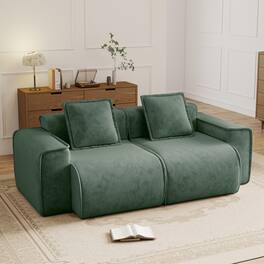 Anysun - 2-Seat Modular Sectional Sofa, Velvet Cloud Loveseat Couch, No Assembly Boneless Sofa - Green