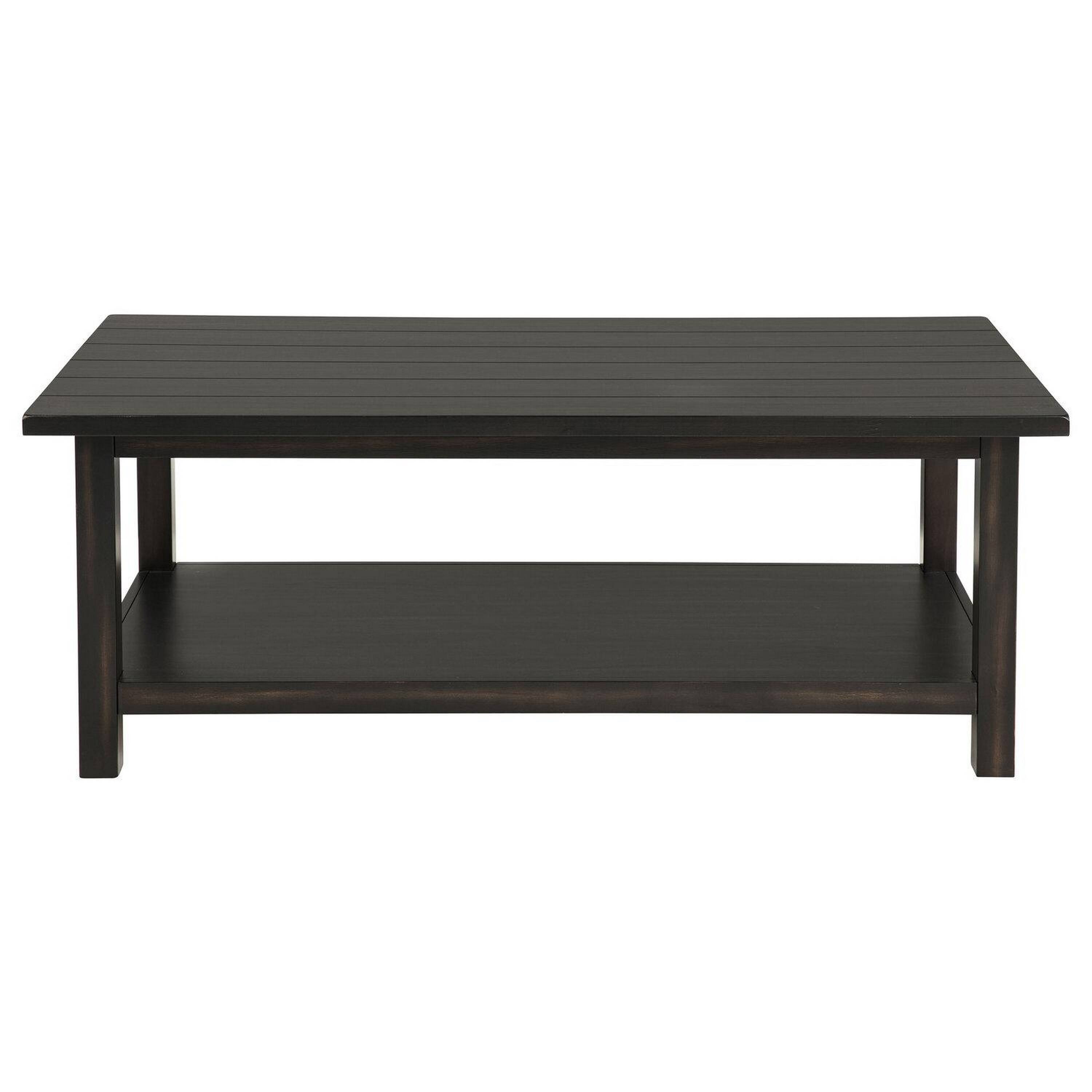 Angle. Manhattan Lane - Novo Coffee Table, 36 Inch, Rustic Three Panel Legs,  Mango Wood - Java Gray.