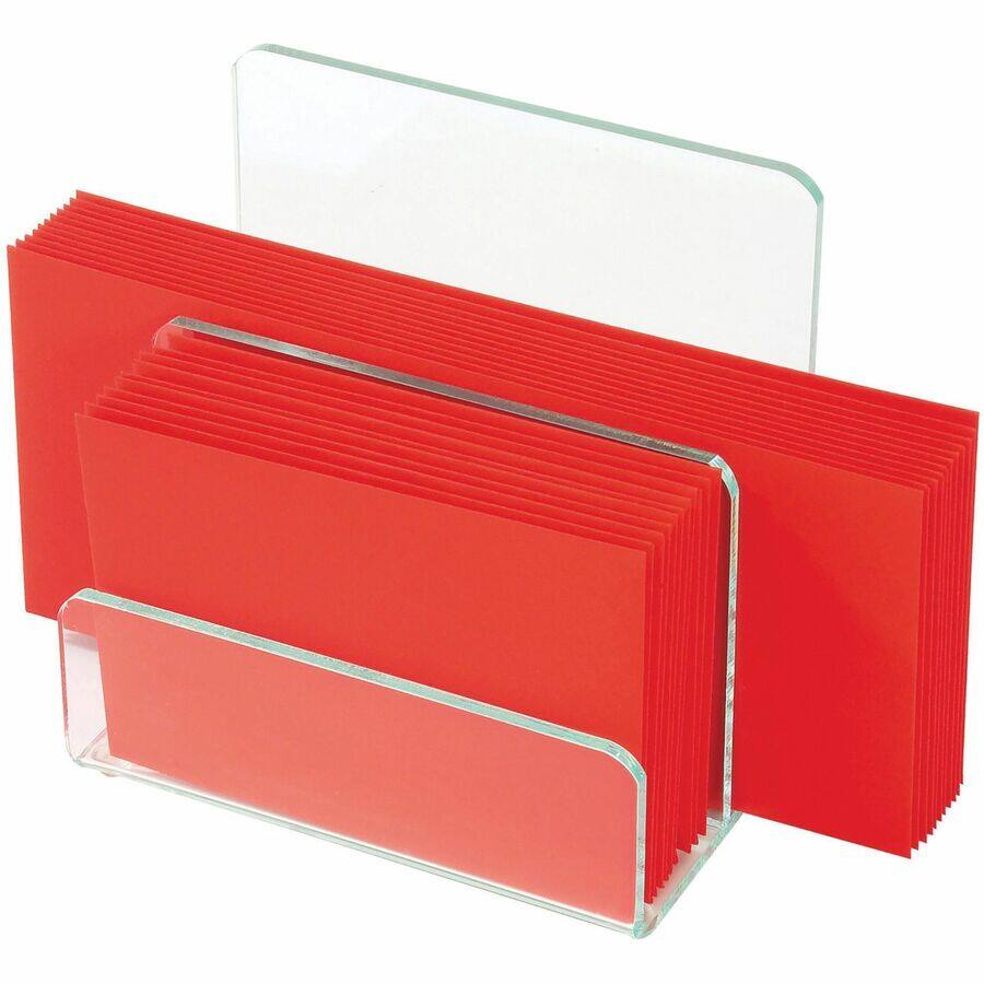 Angle. Lorell - Lorell Mini File Sorter Desktop Durable Lightweight Non skid Clear Green Acrylic - Clear.
