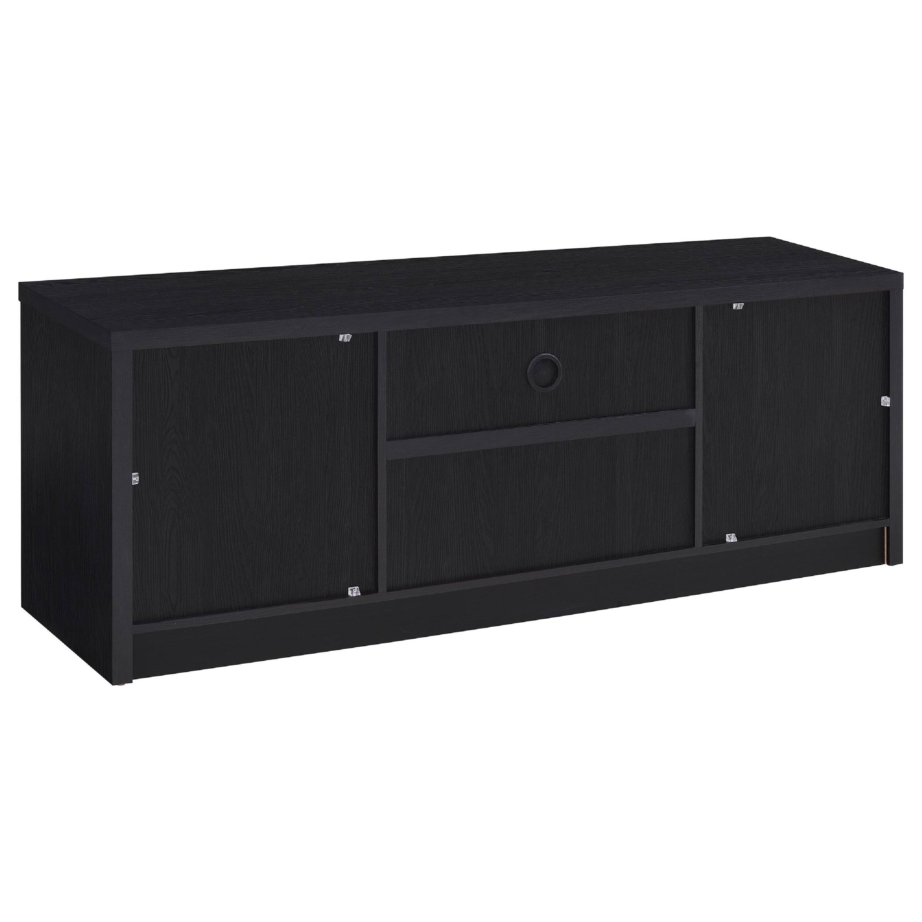 Alt View 5. Manhattan Lane - Winie TV Stand Media Console, 2 Doors, Open Shelf, Black Wood 60 Inch - Black.