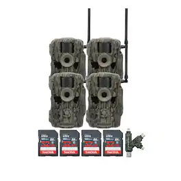 Stealth Cam - (Four) Fusion MAX Dual Sim 36MP Trail Camera with 32GB Memory Cards and Card Reader