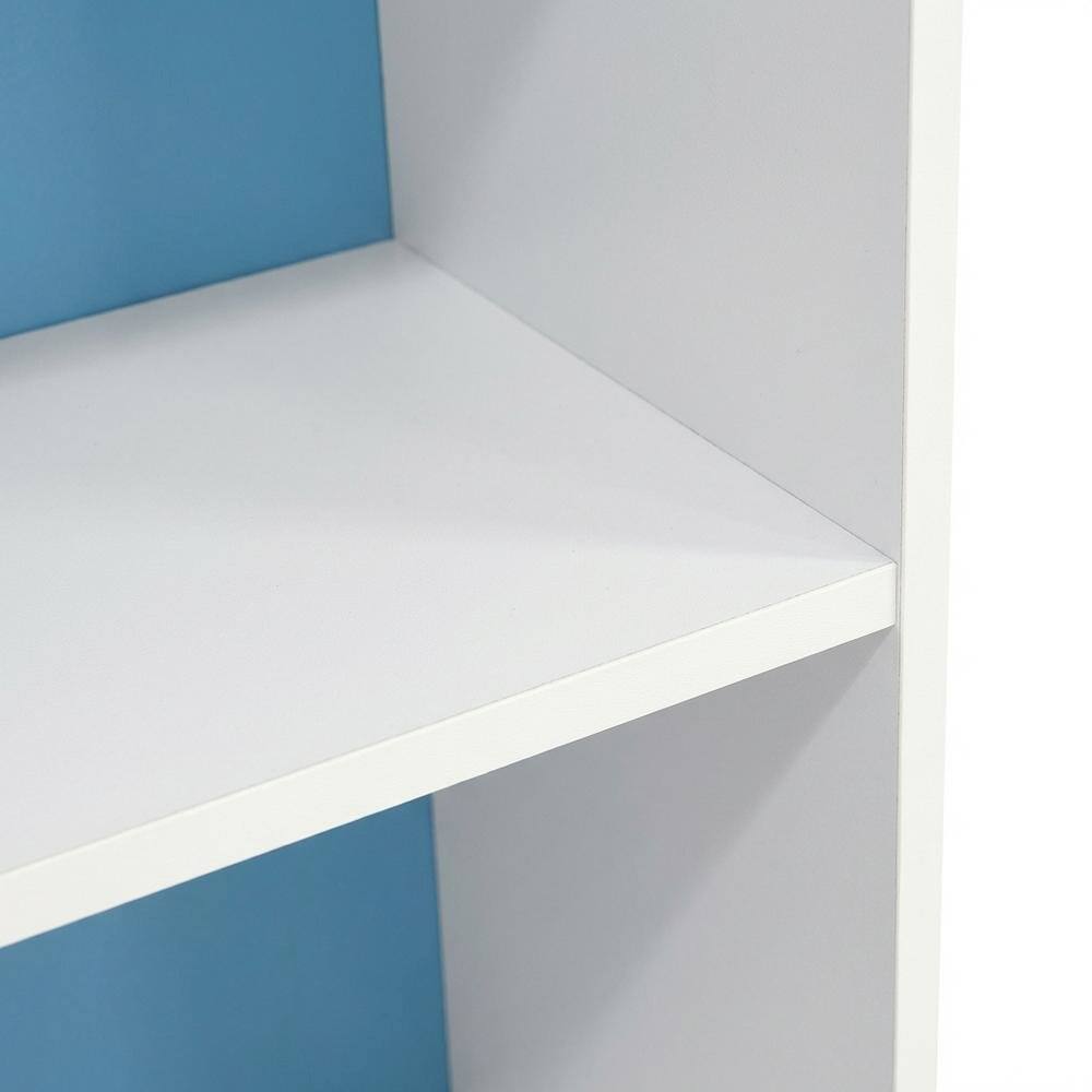 Alt View 1. FurniFact - White and Light Blue 5-Tier Reversible Open Shelf Bookcase - Brown.