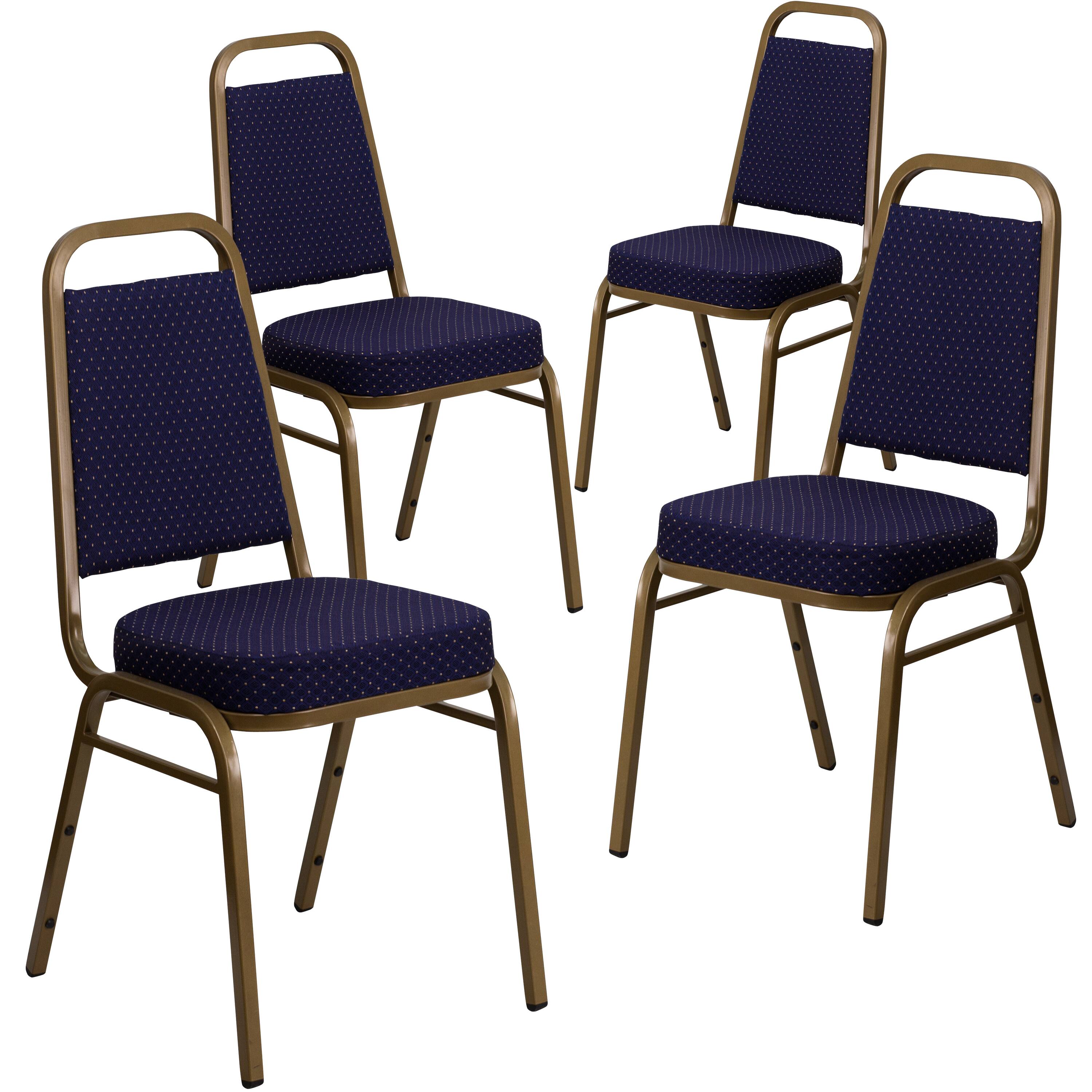 Navy Patterned Fabric/Gold Frame