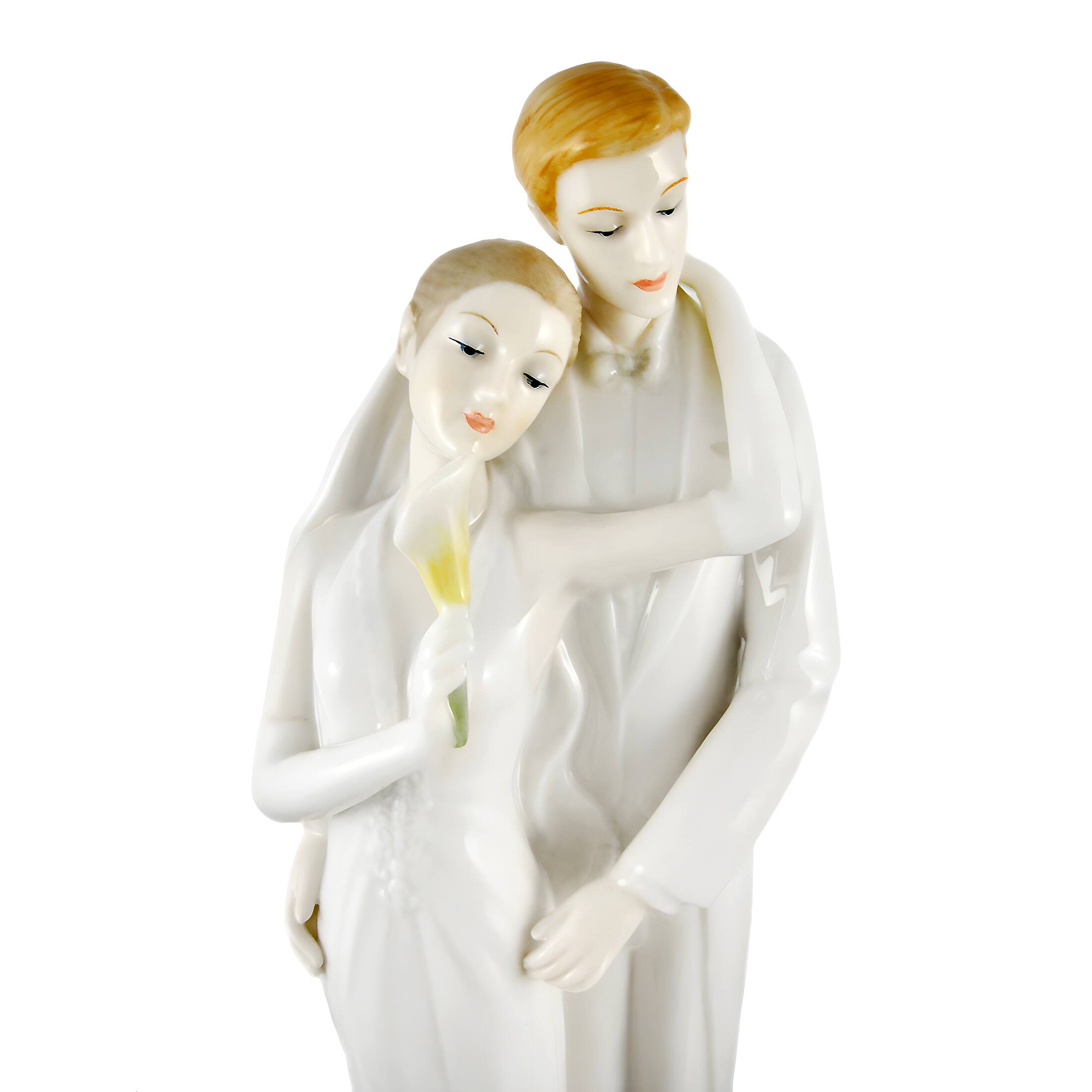 Alt View 3. Veronese Design - TO HAVE AND HOLD Fine Porcelain Wedding Couple Statue - White.