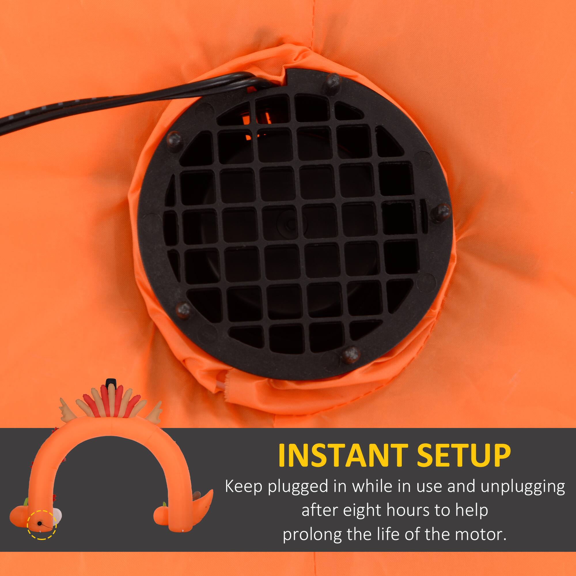 INSTANT SETUP: Keep plugged in while in use and unplugging after eight hours to help prolong the life of the motor.