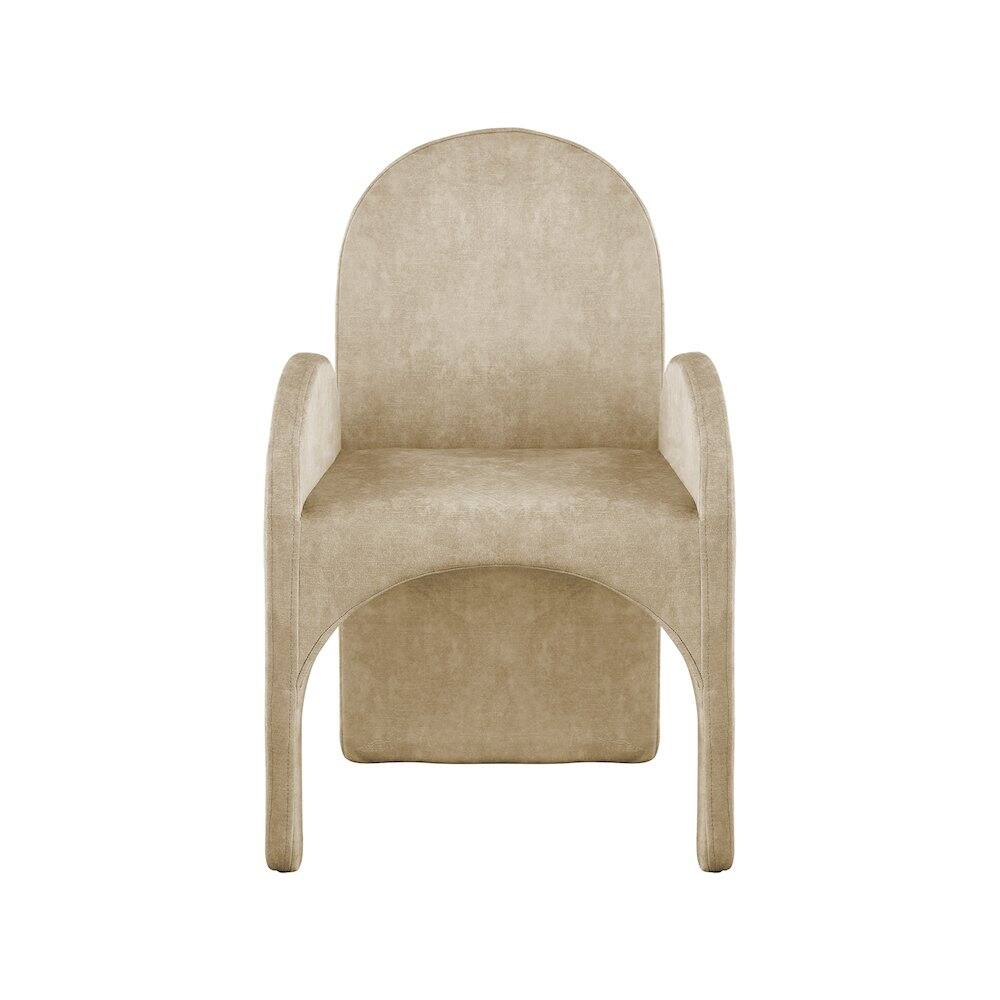 Alt View 2. Meridian Furniture - Summer Beige Velvet Dining Arm Chair, Set of 2 - Beige.