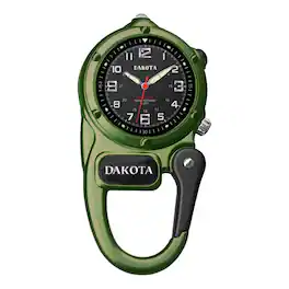 Product image Dakota Mini Clip Microlight Pocket Watch with White Flashlight – Swiss Army Style Mini Clip Watch & Army G - Army Green