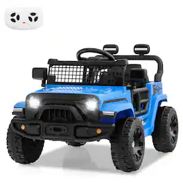 Costway - 12V Kids Ride on Truck Car Battery Powered Electric Vehicle with Remote Control - Blue