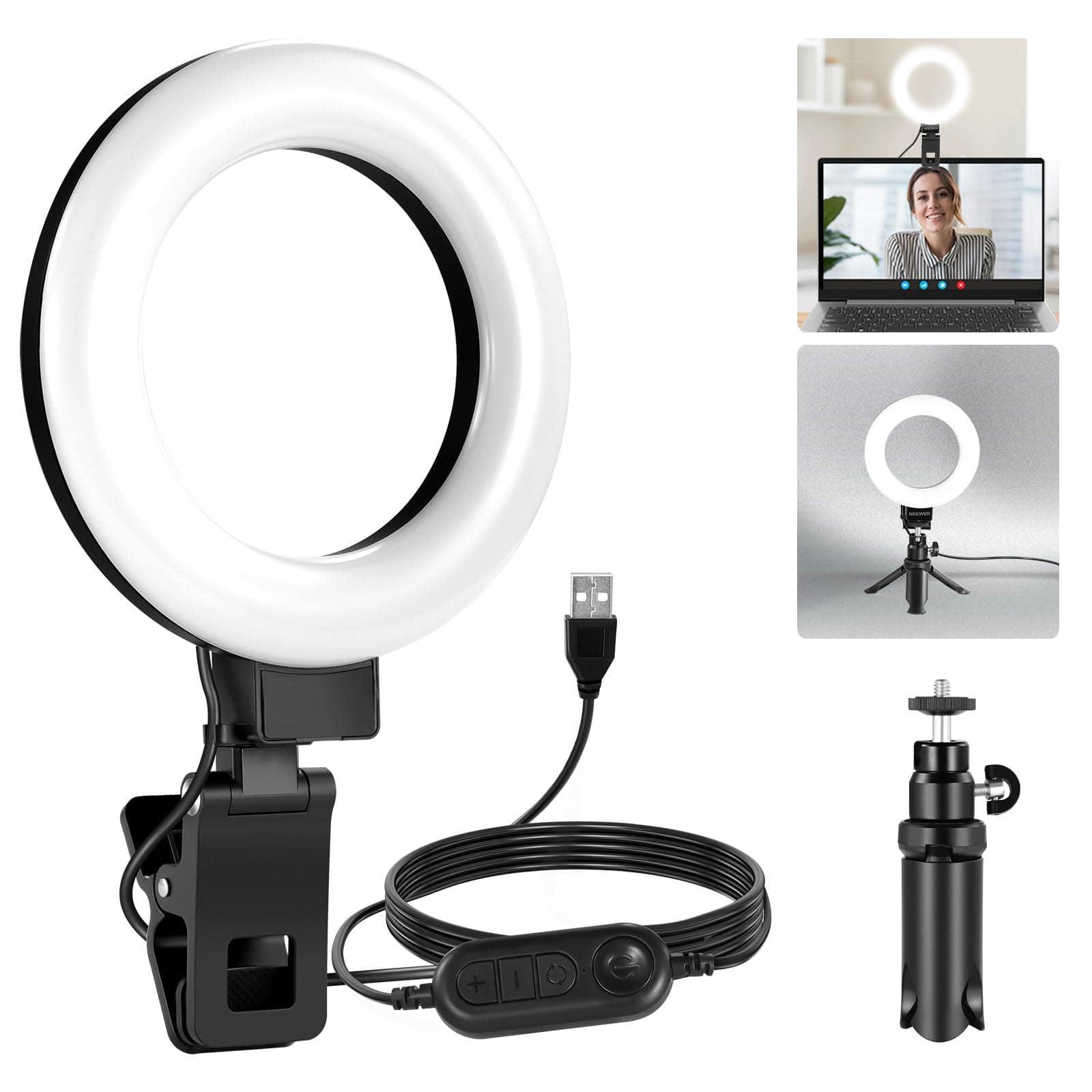 Reds Spade - NEEWER Basic Ring Light Video Conference Lighting Clip Light Kit Desk Tripod Stand Monitor Laptop 【Neewer - BR60 w/Desk Tripod Stand
