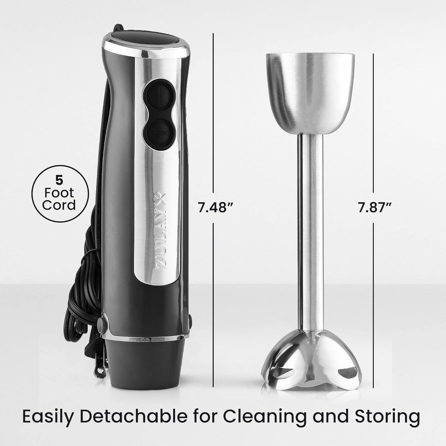Left. Zulay Kitchen - Zulay Kitchen Immersion Stick Mixer Hand Blender - Gray.