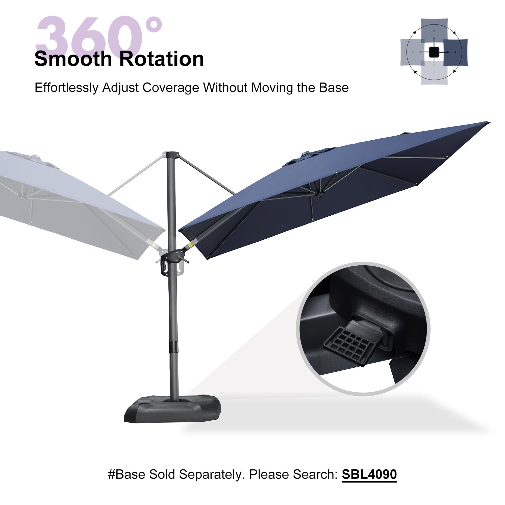 360° Smooth Rotation  
Effortlessly Adjust Coverage Without Moving the Base  

#Base Sold Separately. Please Search: SBL4090