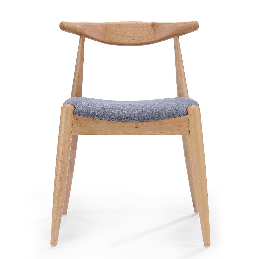 Alt View 3. Loheer - Loheer Set of 2 Rubberwood Dining Chairs Ergonomic Backrest Cushioned Solid Wood Frame Natural Gray - Natural+Gray.