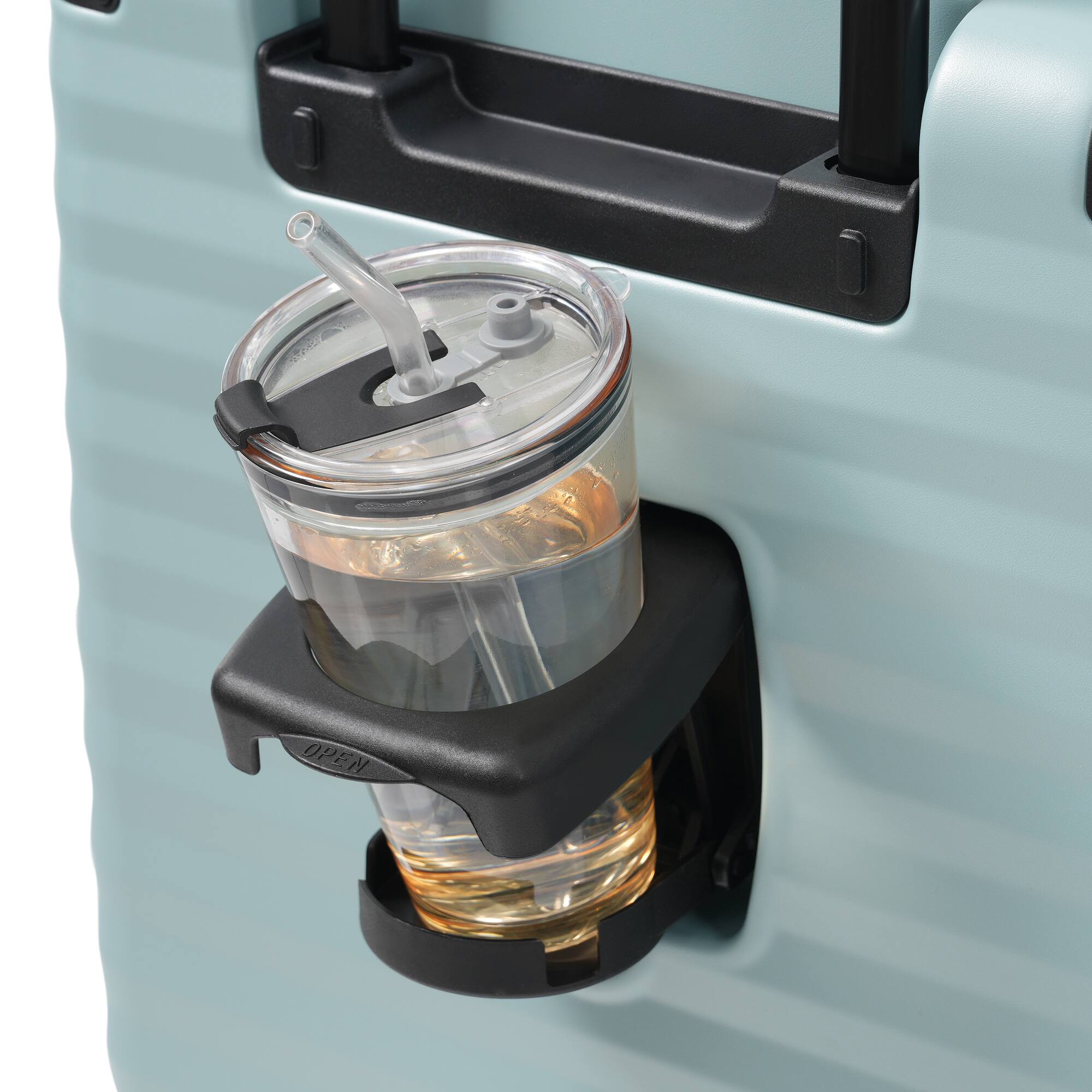 Alt View 9. Ecooso - 5-Piece Expandable ABS Spinner Luggage Set with TSA Lock, USB Port Carry-On, Cup Holder, Duffel, and Toiletry Bag - Light Blue.