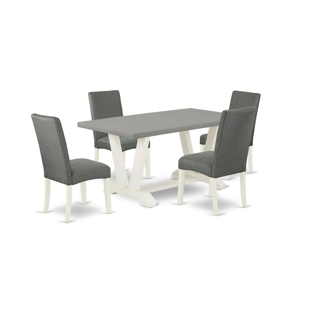 Left. East West Furniture - East West Furniture V096DR207-5 5-Pc Modern Dining Set - 4 Kitchen Chairs and 1 Modern Rectangular Cement Dining Room - Multi-Color.