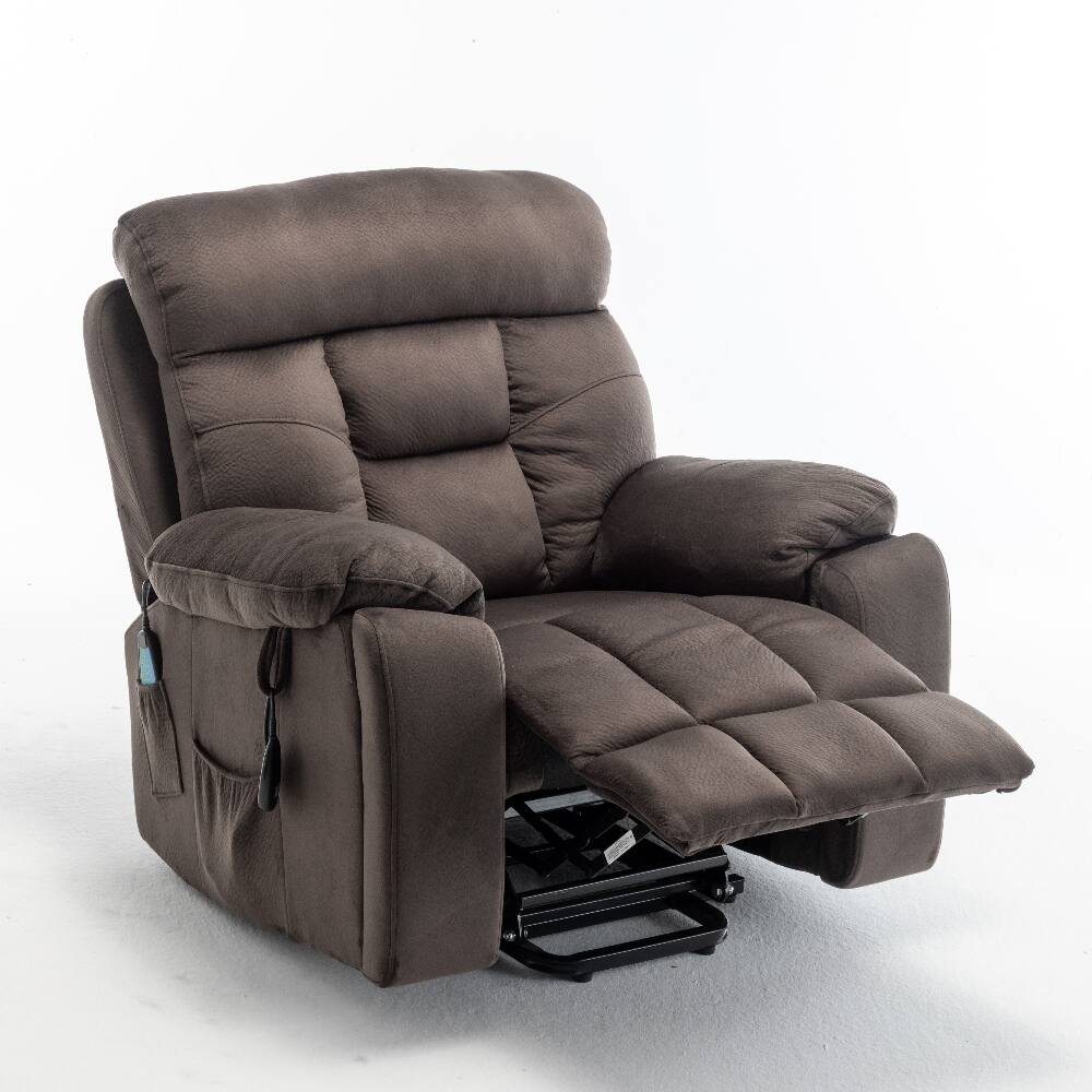 Alt View 10. Ropilly - Ropilly Power Lift Recliner for Elderly, Extra Wide Velvet Lift Chair with Heat and Massage, Antique Brown - Antique brown.