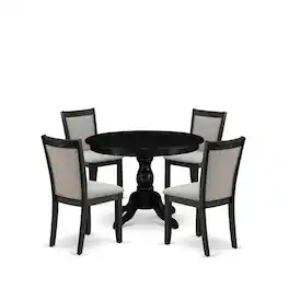 East West Furniture - 5-Pc Dinette Set Includes a Modern Dining Room Table and 4 Shitake Linen Fabric Parson Chairs - Multi-Color