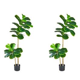 Vecelo - 2Pack 4.3 ft Artificial Monstera Plant with Real-Touch Leaves, Adjustable Branches & Durable Pot for Home Decor - Green