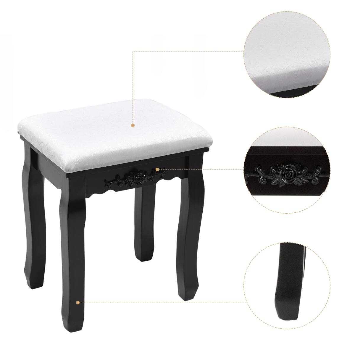 Alt View 8. Costway - Costway Tri Folding Mirror Vanity Makeup Table Stool Set - Black.