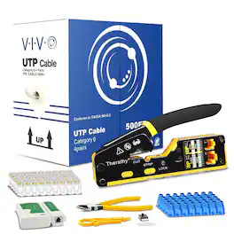 Amazon - 500-Ft Bulk Cat6 Ethernet Cable (Gray) with RJ45 Pass Through Crimper Kit Bundle
