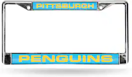Rico Industries - Pittsburgh Penguins Retro Blue Chrome Metal License Plate Frame Holder - Multi