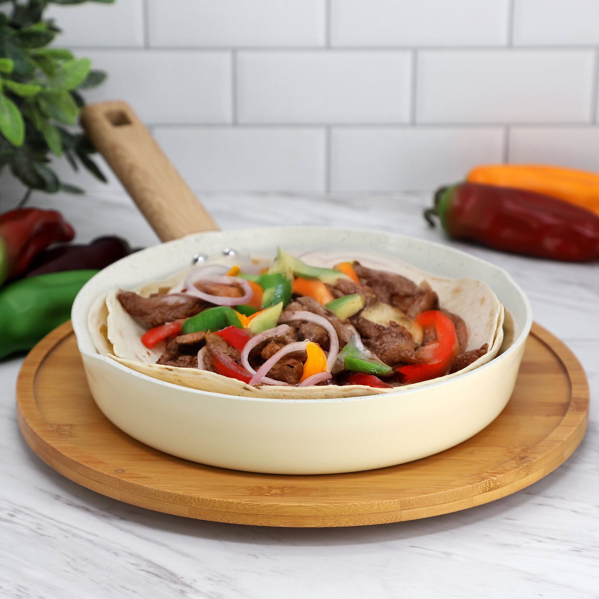 Alt View 5. Gibson - Gibson Home Marbleton Ceramic Nonstick Alumium 9.5 Inch Frying Pan in Cream - Cream.