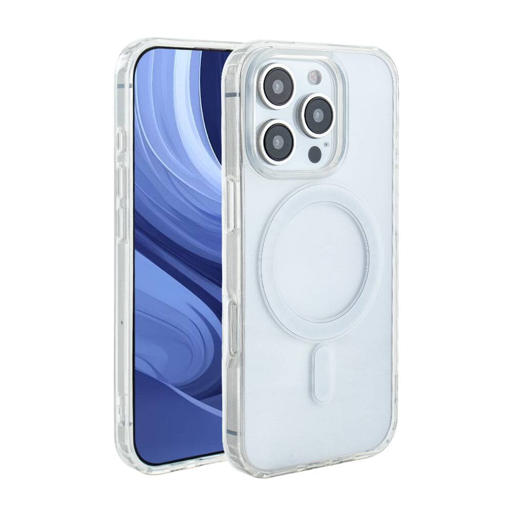 Front. Reiko - Magnetic Wireless Charging Tpu Bumper Case For Iphone 16 Pro In Clear - Clear.