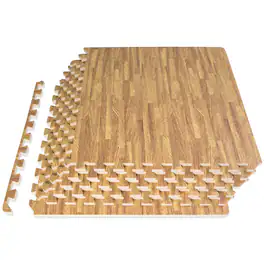 ProsourceFit - Wood Grain Puzzle Mat 1/2-in - Light Oak