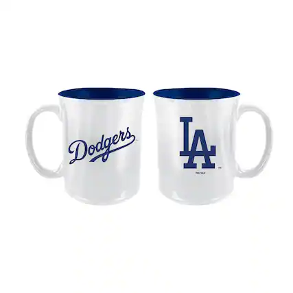 Front. The Memory Company - Los Angeles Dodgers 2-Pack 15oz. Iridescent Ceramic Mug Set - Multicolor.