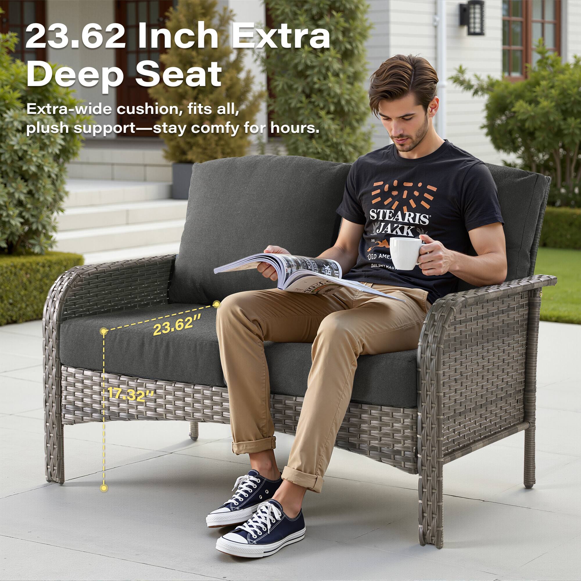 23.62 Inch Extra Deep Seat  
Extra-wide cushion, fits all, plush support—stay comfy for hours.  

STEARIS YJAKK  
OLD AMERICA  
BALTIMORE  

23.62"  
17.32"