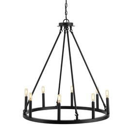 Jonathan Y - Oberto 28" 8-Light Iron Classic Industrial Ring LED Chandelier, Oil Rubbed Bronze - Oil-Rubbed Bronze