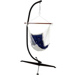 Sunnydaze - Polyester Victorian Hammock Chair with Steel C-Stand - Navy Blue