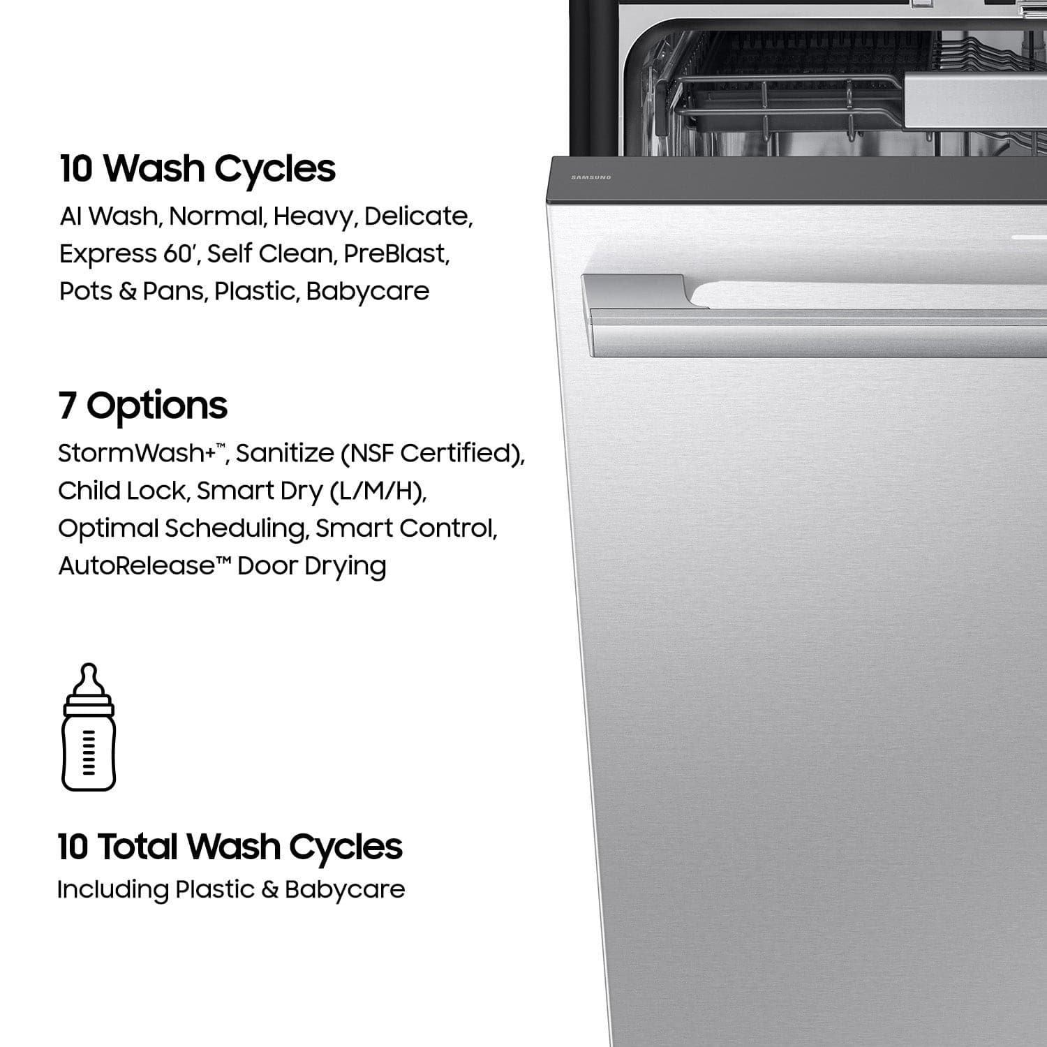 Samsung - 38 dBA Bespoke AI Dishwasher with 3rd Rack Washing