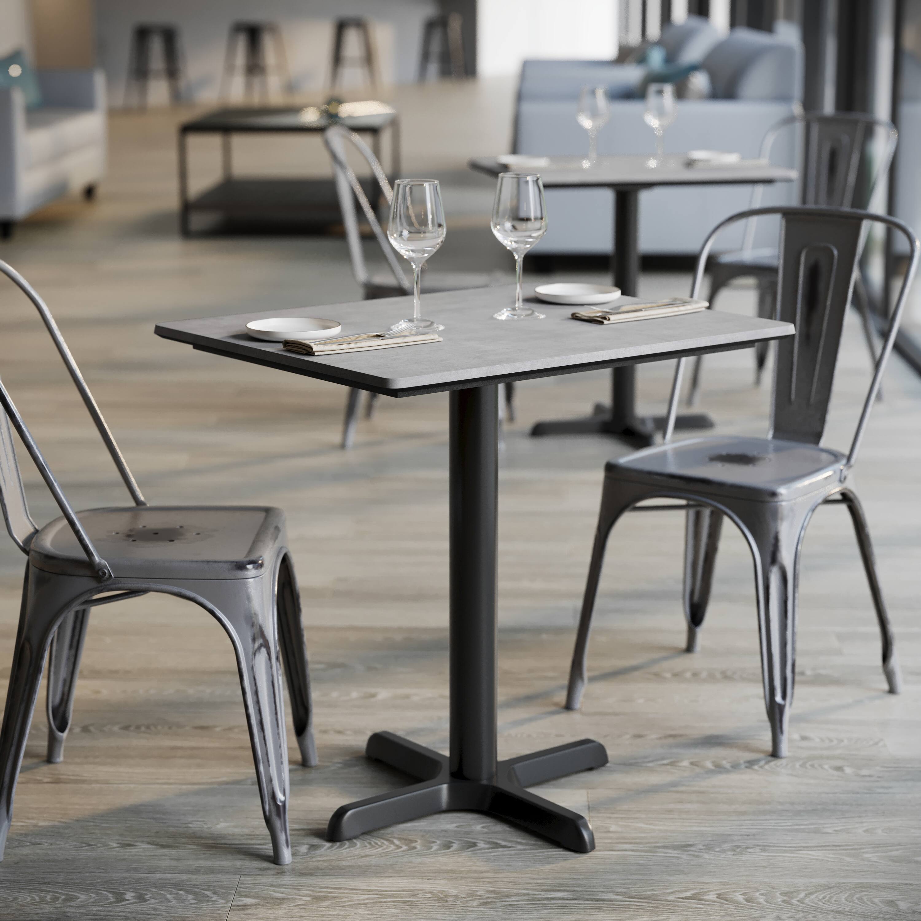 Alt View 4. Emma + Oliver - PureShield Tabletop with Seam-Free Surface Innovation and Table Height X-Base - Gray Faux Concrete/Black Base.