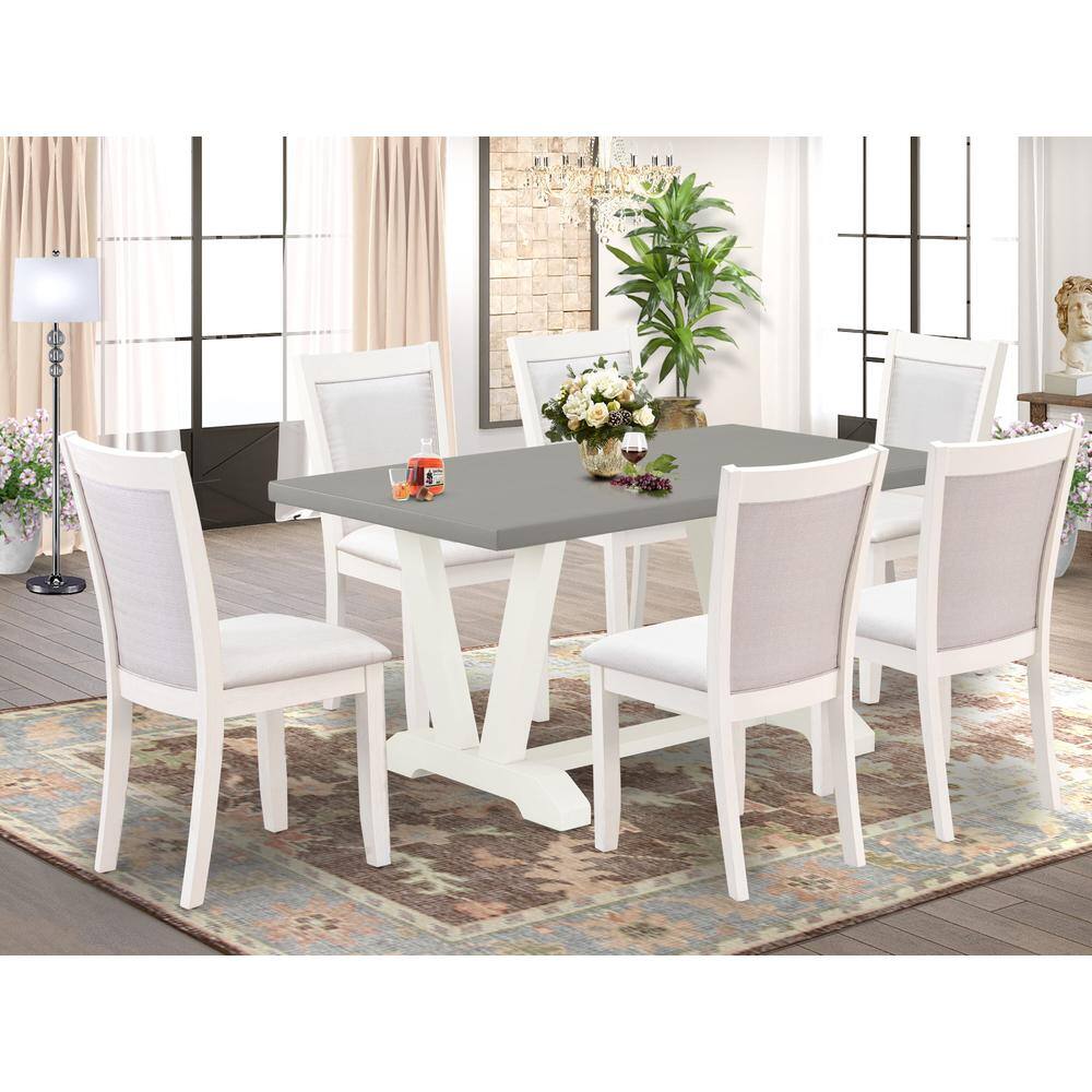 Angle. East West Furniture - East West Furniture 7-Piece Dining Table Set Includes a Rectangular Dining Table and 6 Cream Linen Fabric Kitchen - Multi-Color.