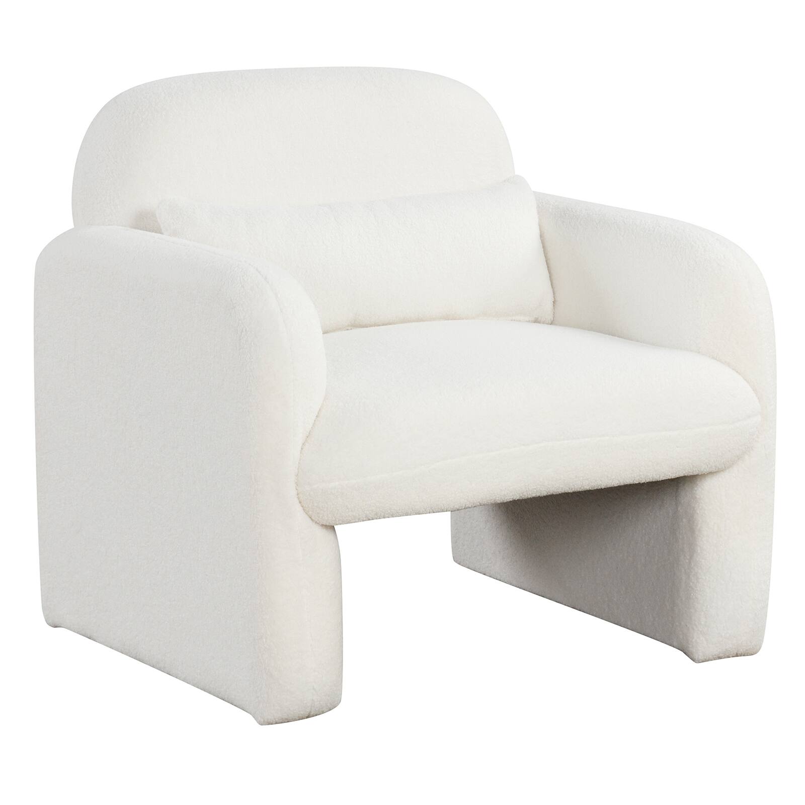 Alt View 8. Gymax - Gymax 2PCS Modern Accent Chair Sherpa Fabric Upholstered Armchair w/ Waist Pillow White - White.