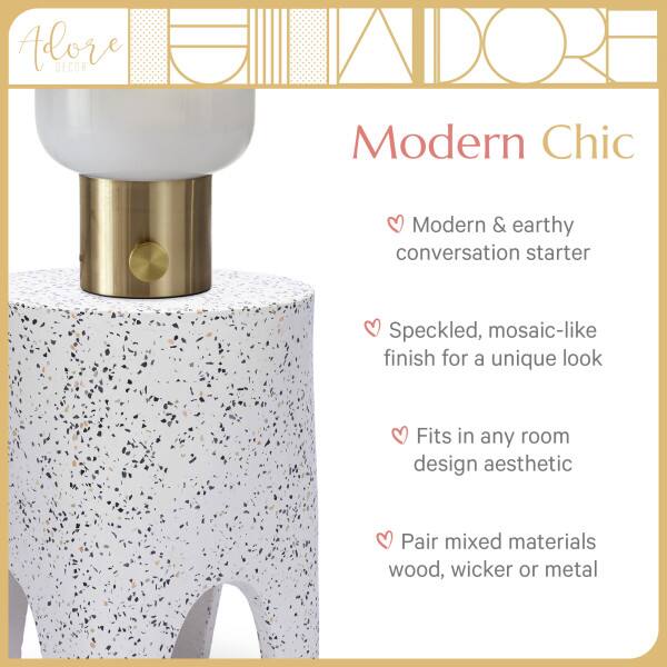 Adore ENDORE

Modern Chic

Modern & earthy conversation starter

Speckled, mosaic-like finish for a unique look

Fits in any room design aesthetic

Pair mixed materials wood, wicker or metal