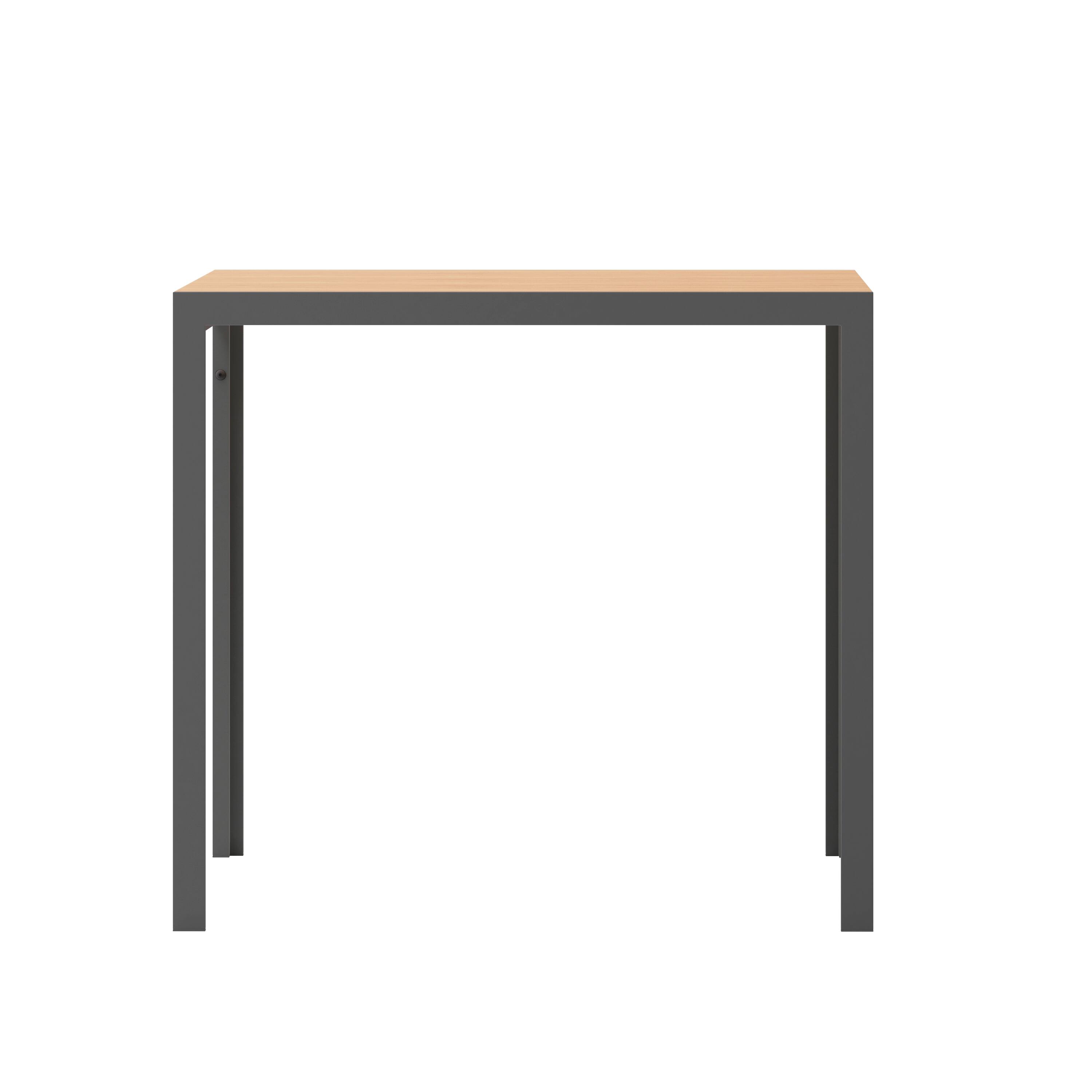 Alt View 8. Emma + Oliver - Fena 55" x 31" Outdoor Dining Table with Faux Teak Poly Slat Top and Metal Frame - Natural Top/Gray Frame.