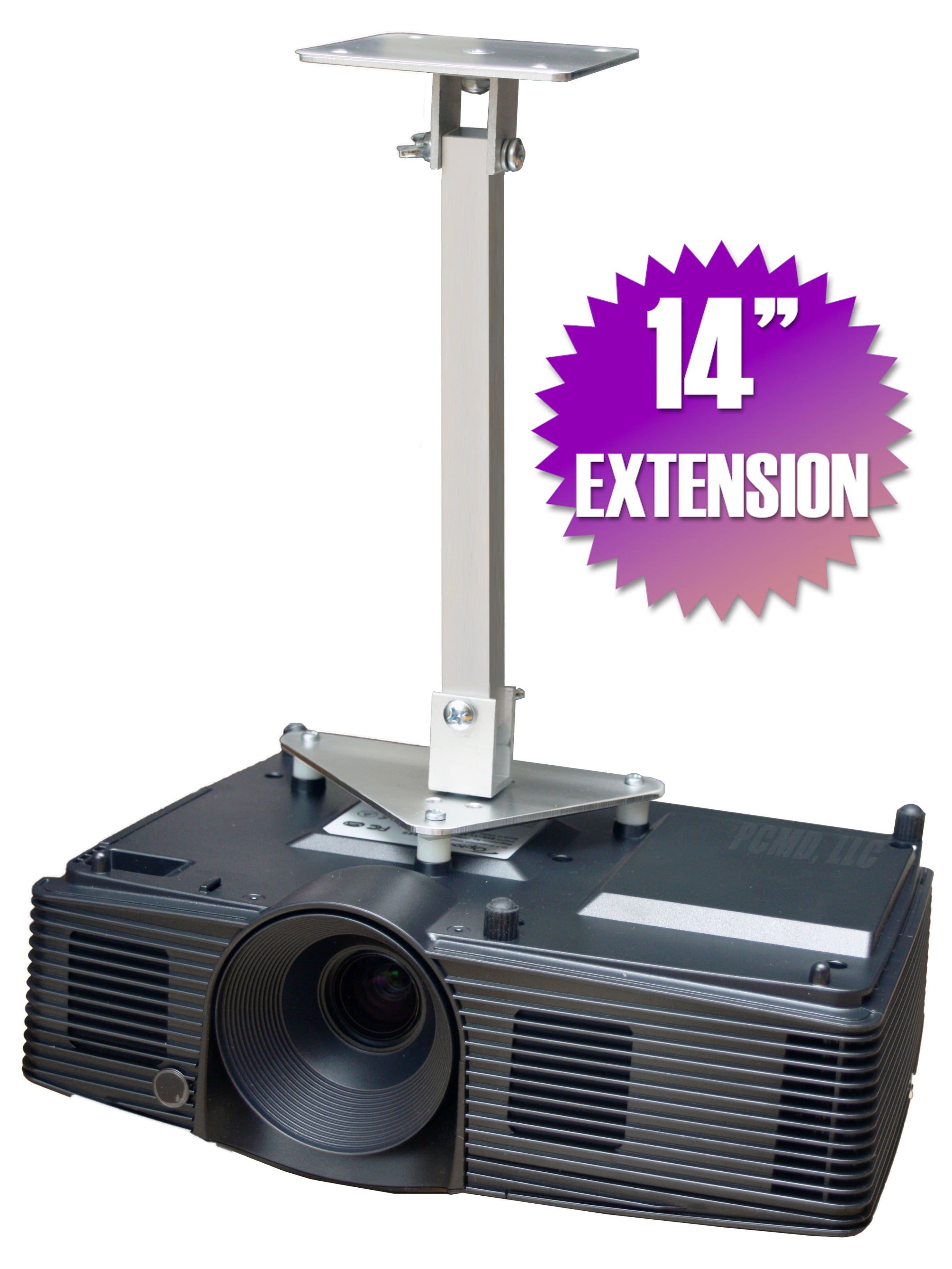 PCMD, LLC - Projector Ceiling Mount Compatible with iRulu Portable Mini LED Projector (14-Inch Extension) - Aluminum