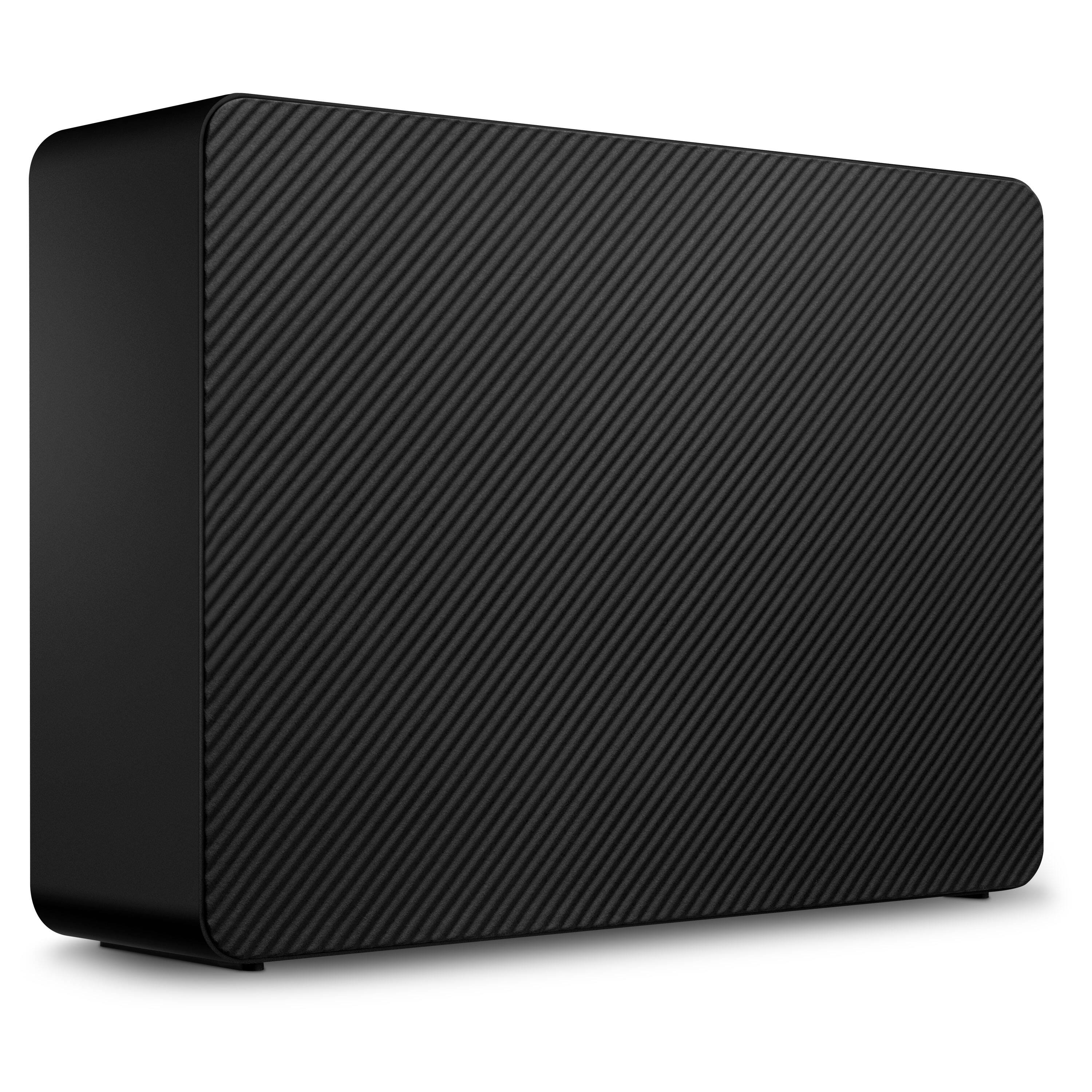 Left. Seagate - Expansion 22TB External USB 3.0 Desktop Hard Drive with Rescue Data Recovery Services - Black.