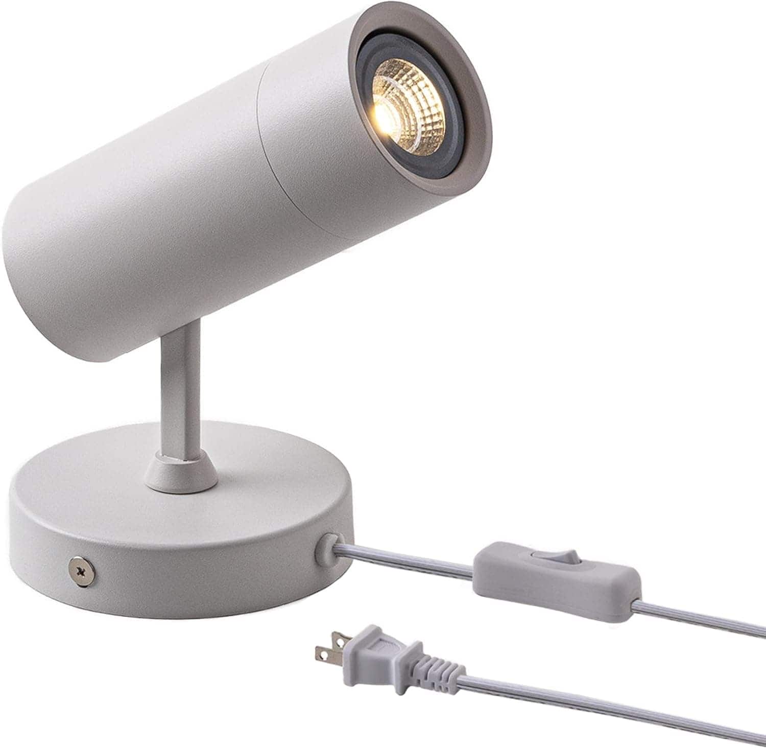FINEAK - 7W Plug-in Adjustable GU10 Spotlight with On/Off Switch (White)