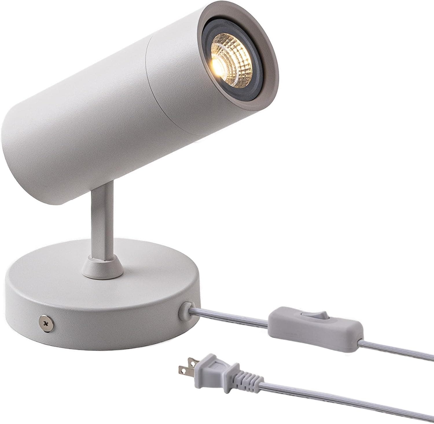Front. FINEAK - 7W Plug-in Adjustable GU10 Spotlight with On/Off Switch (White).