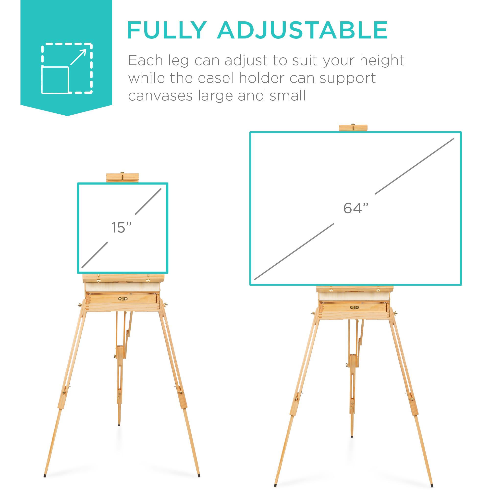FULLY ADJUSTABLE

Each leg can adjust to suit your height while the easel holder can support canvases large and small

15"

64"