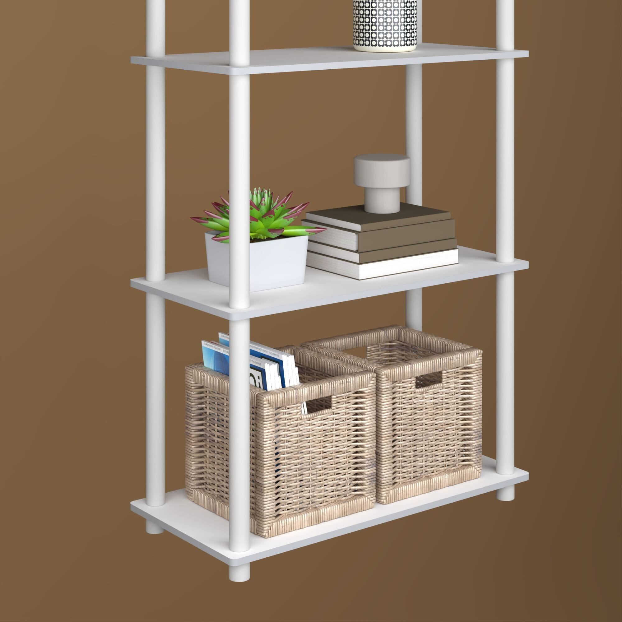 Alt View 6. HOMLUX - 5-Tier 57.4" Open Shelf Bookcase Compact Storage Bookshelf for Living Room Bedroom Office White & White - White.