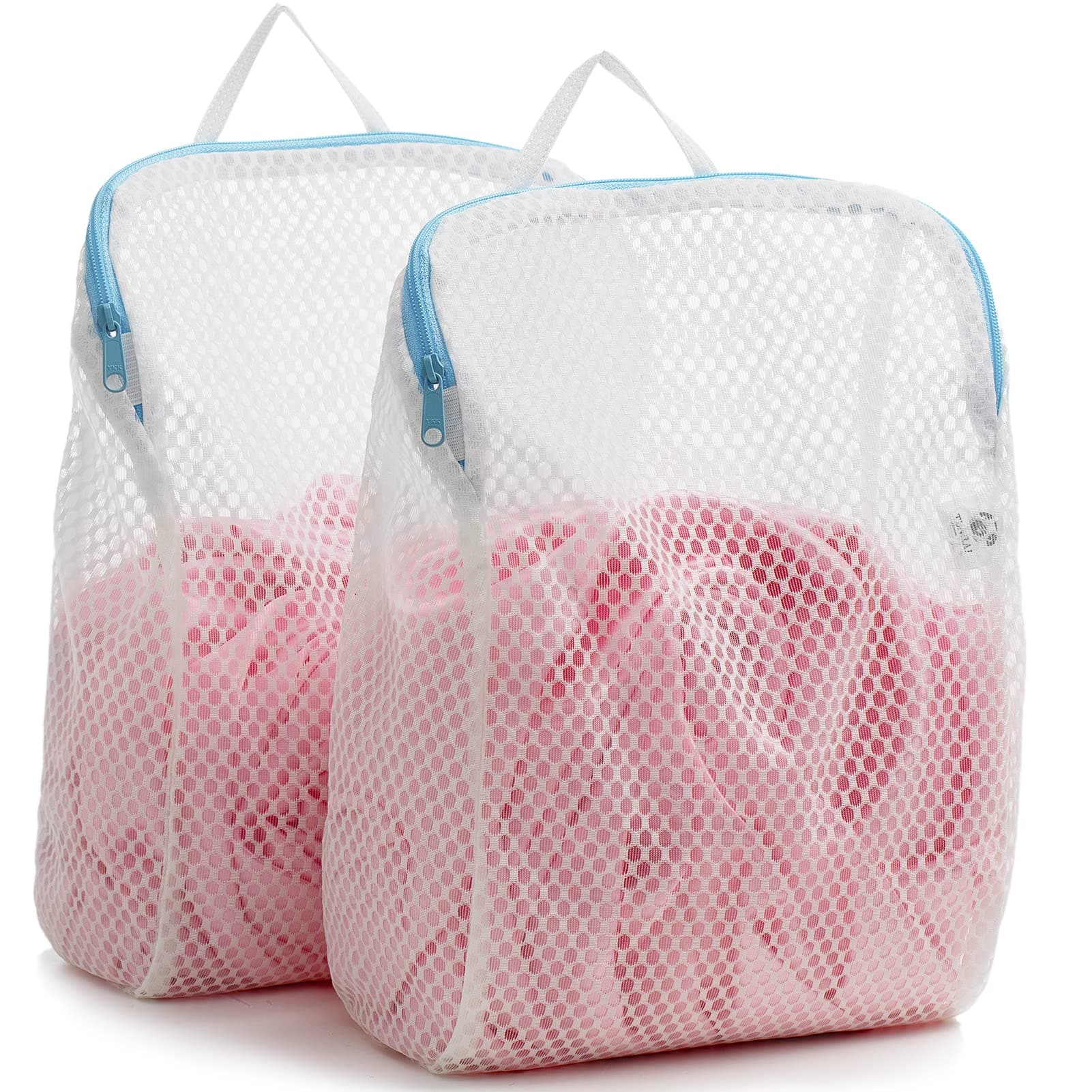 DORLUKFU - Set of 2 Delicates Honeycomb Mesh Laundry Bag，Use YKK Zipper，with Handle, Extra Large Opening, Baby Products, Face - Blue
