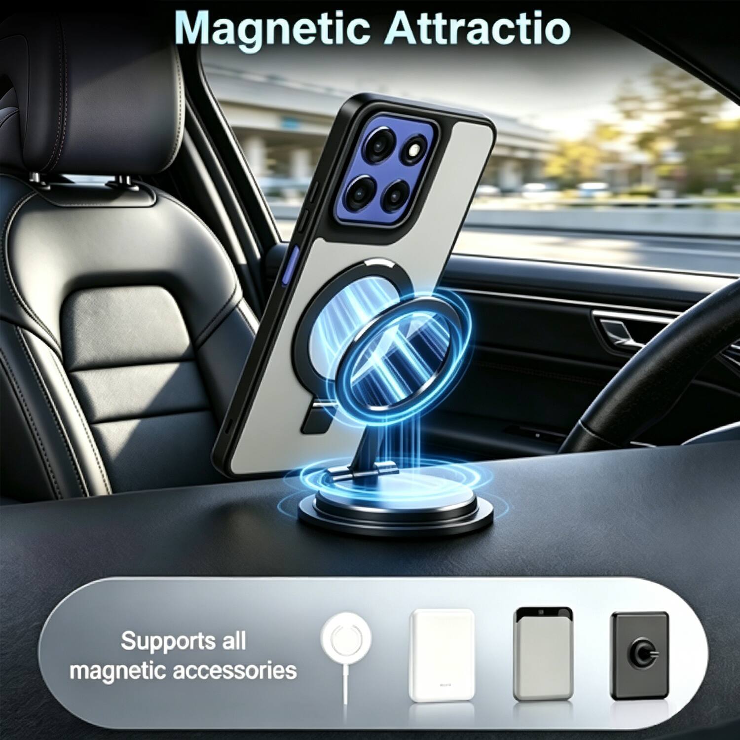 Magnetic Attraction  
Supports all magnetic accessories