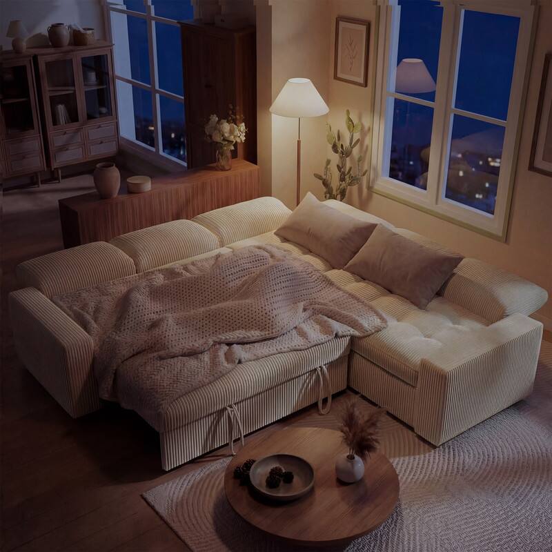 Left. CarterChairr - CarterChairr 80" Modular Sectional Sofa,L Shaped Couch,Modern Deep Seat Sofa 4 Seater Comfy Cloud Couches - Beige.