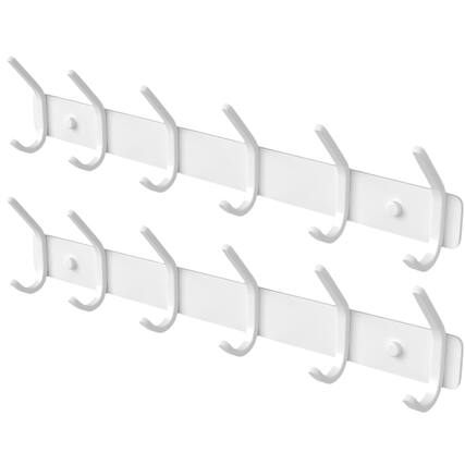 Front. Stylel Star - Coat Rack Wall Mount Hooks - 15 Inch Matte White Metal 6 - White.